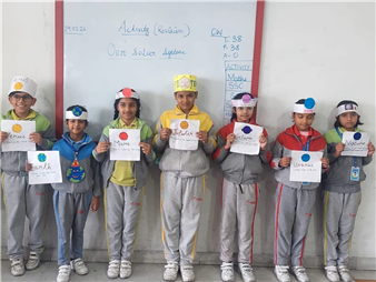A revision activity on the solar system was conducted for Grade III( Science) where students arranged themselves in the correct order of planets according to their distance from the Sun..
